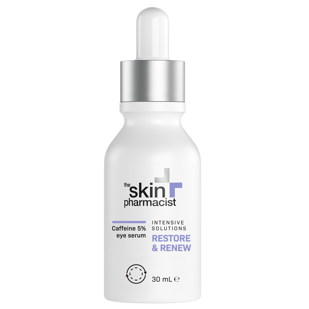 Συσκευασία του προϊόντος RESTORE & RENIEW - Caffeine 5% eye serum της The Skin Pharmacist.