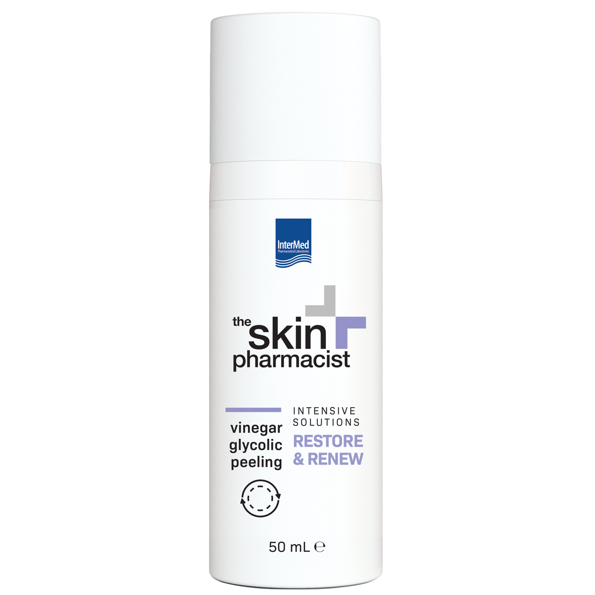 Συσκευασία του προϊόντος RESTORE & RENIEW - vinegar glycolic face peeling (AHA) 50ml της The Skin Pharmacist.