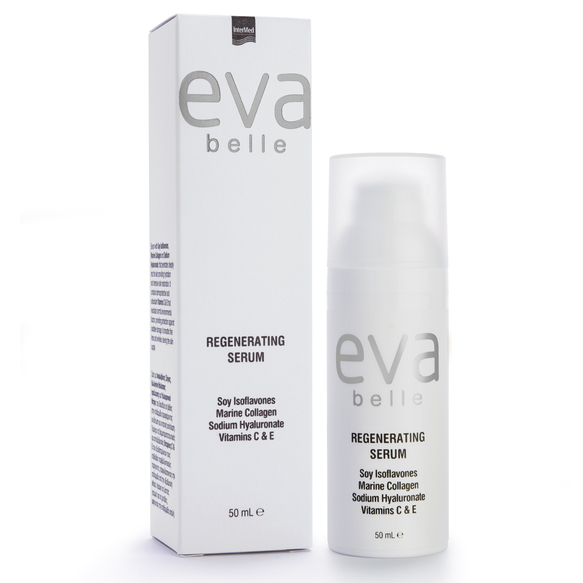 Συσκευασία του προϊόντος Eva Belle Regenerating Serum της InterMed.