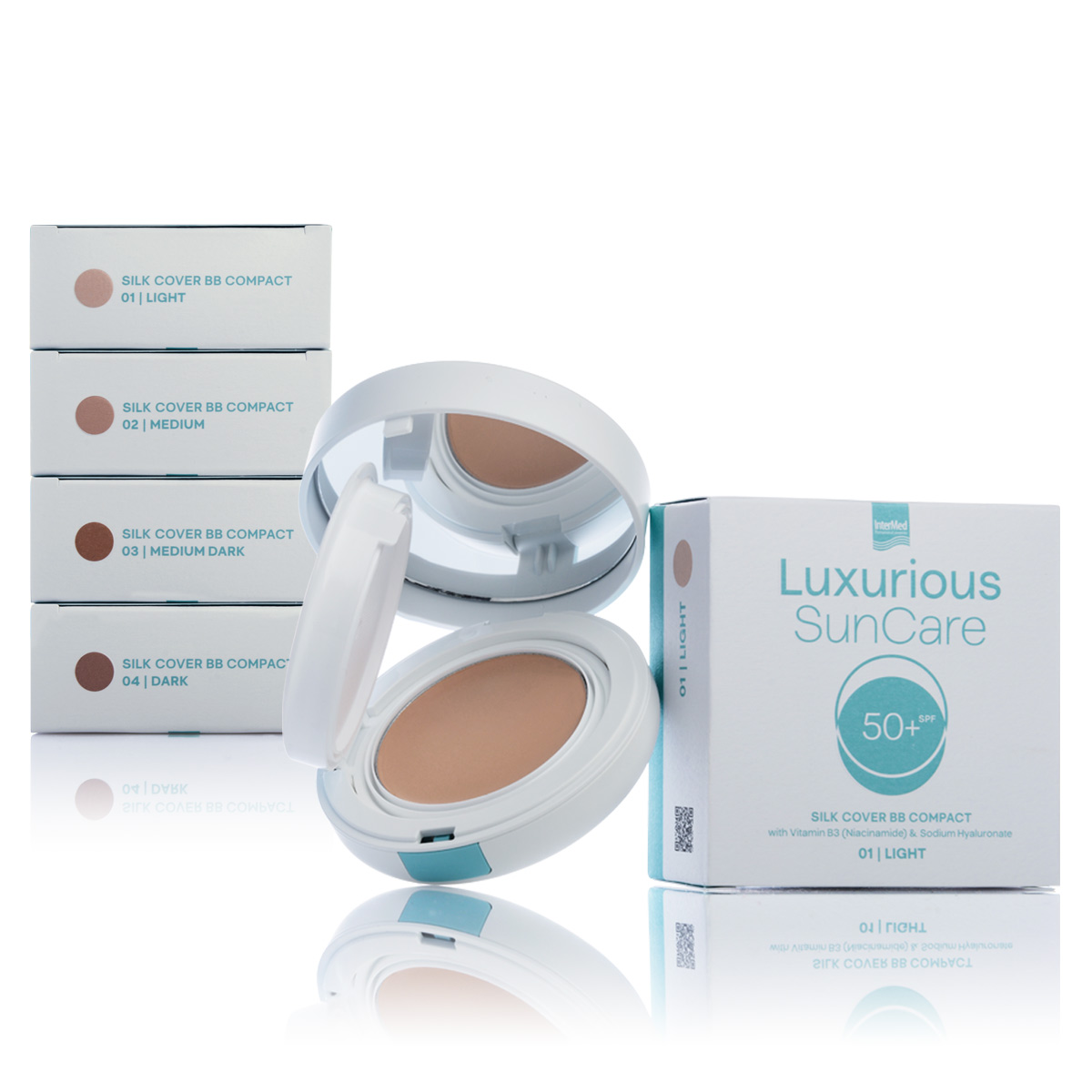 Συσκευασία του προϊόντος Luxurious SunCare Silk Cover BB Compact 50+ της InterMed.
