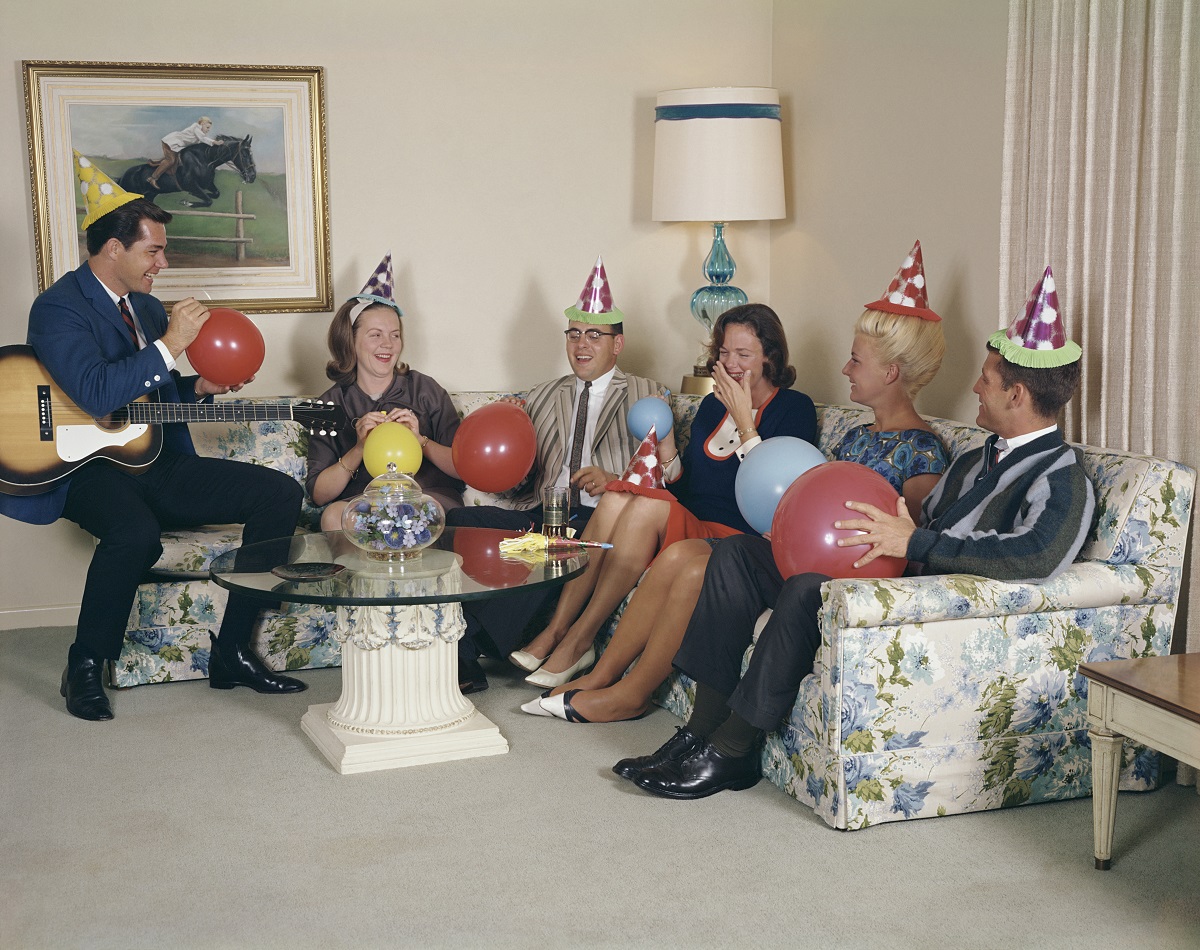 Friends having fun at house party