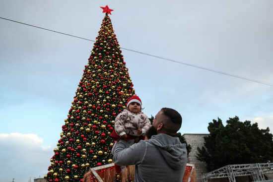 Christmas tree illuminated in Bethlehem