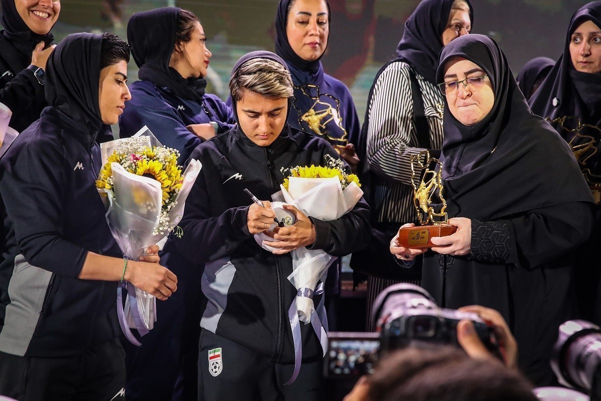 Iran women’s team footballers retrun home