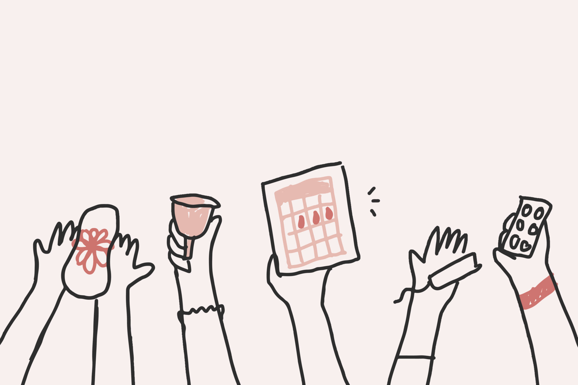 Menstrual period item doodle vector tax and woman rights concept